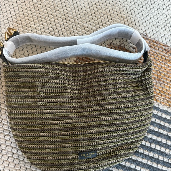 Rag & Bone Mercer Raffia Hobo Bag green NWT - Picture 4 of 6